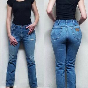 VINTAGE Thrashed Wrangler Mid Wash Straight Jeans